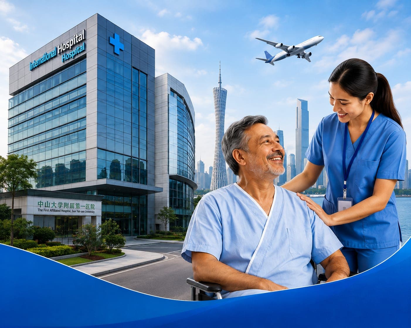 Patient and nurse outside a partner hospital